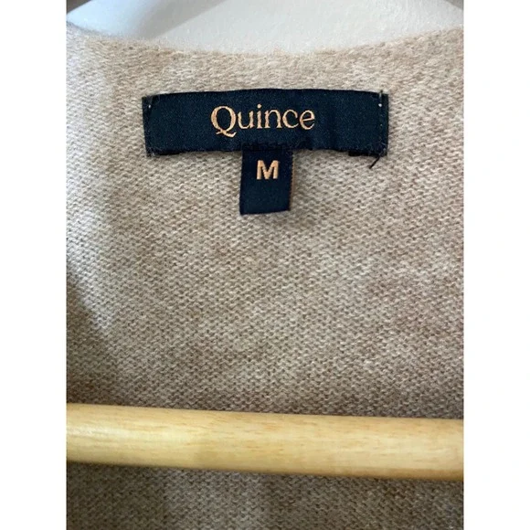 Quince 100% Cashmere Oversized Cardigan Beige Longline Sweater M Pockets Duster - Picture 3 of 4